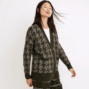 NWT Madewell Allston Double-Button Cardigan Sweater in Houndstooth, Sz XS